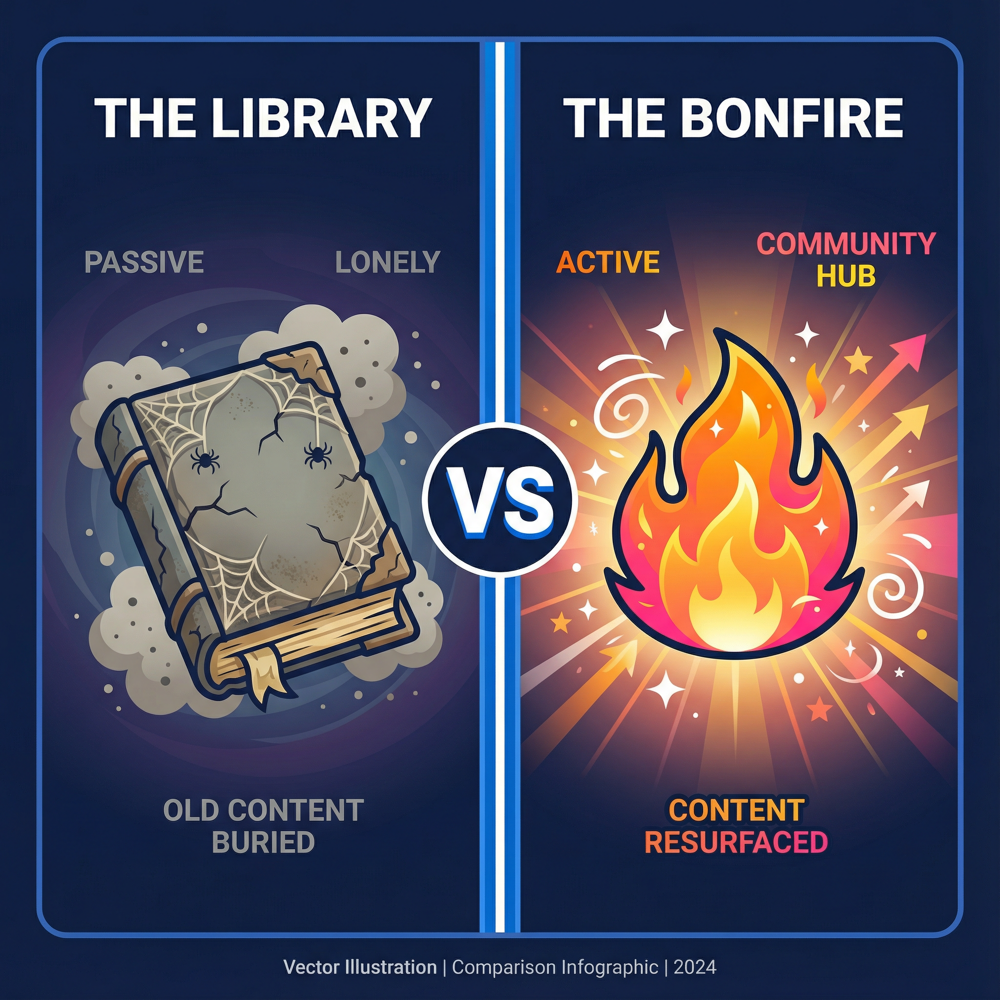 Library vs Bonfire comparison infographic