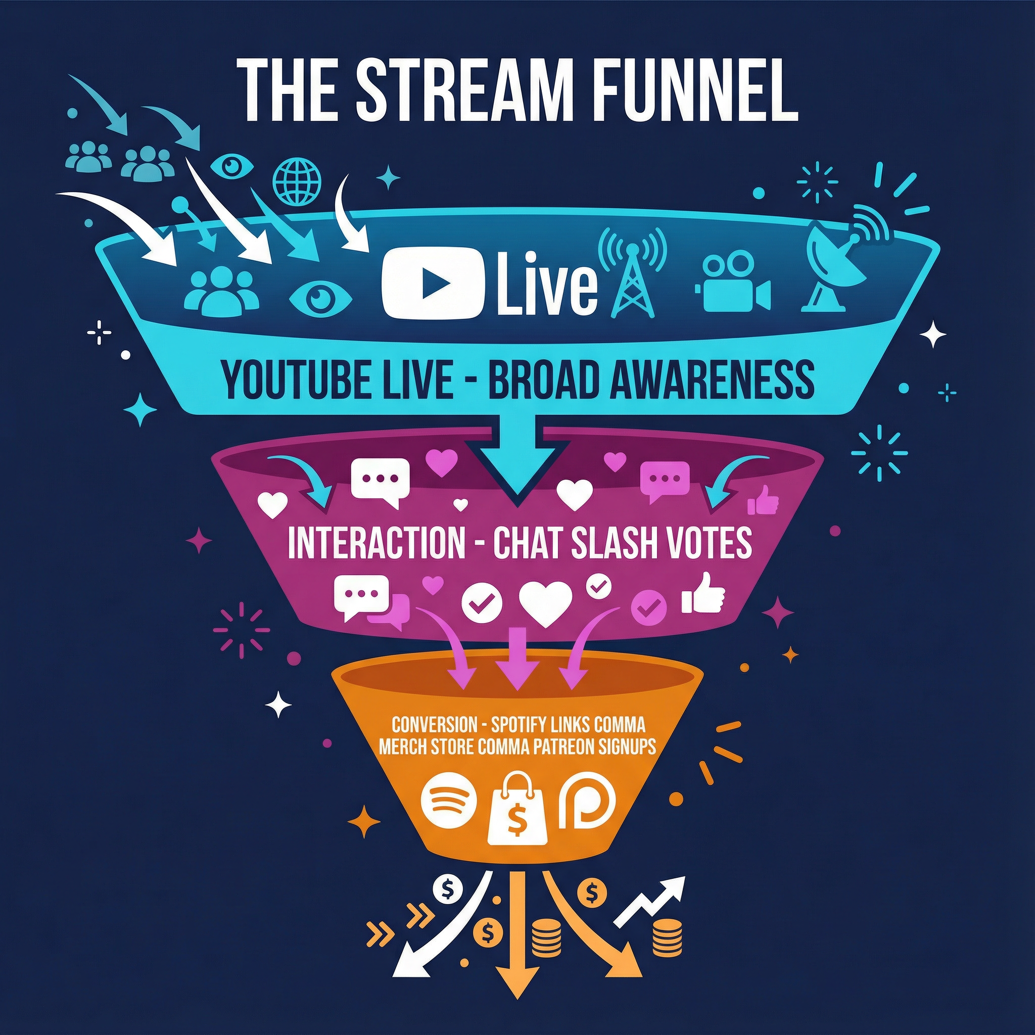 Stream funnel infographic